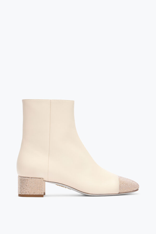 jeweled bonnie ankelboots i läder ivory med guld kristaller 40 rene caovilla