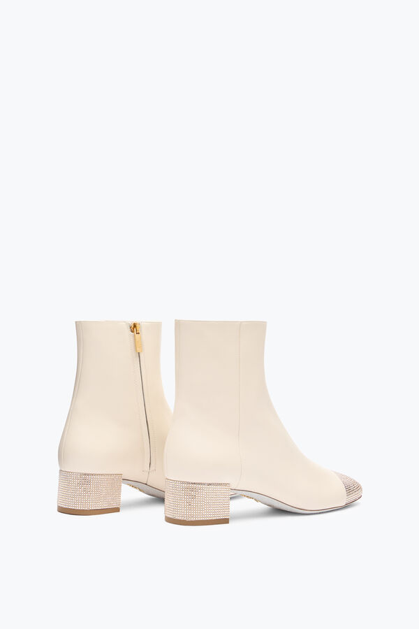 jeweled bonnie ankelboots i läder ivory med guld kristaller 40 rene caovilla
