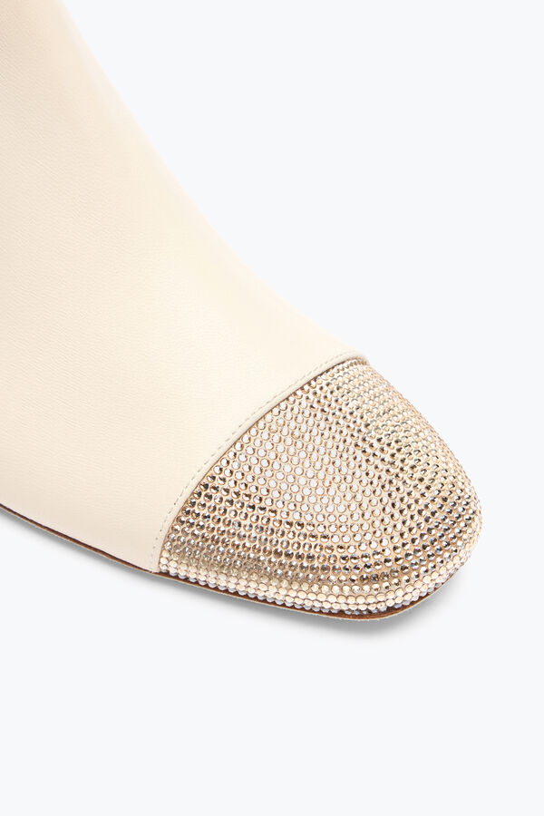 jeweled bonnie ankelboots i läder ivory med guld kristaller 40 rene caovilla