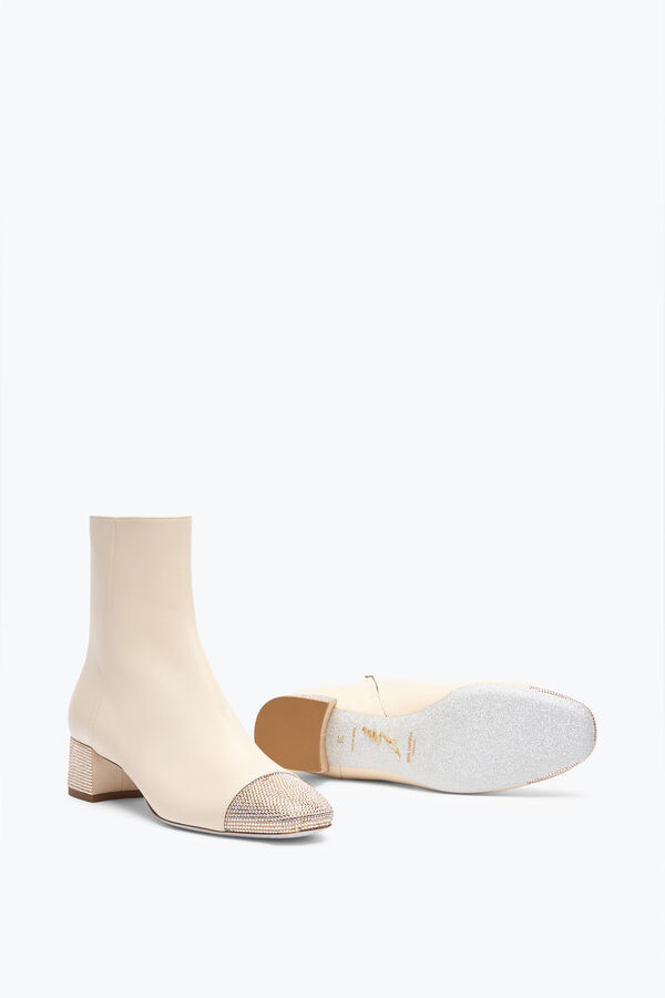 jeweled bonnie ankelboots i läder ivory med guld kristaller 40 rene caovilla