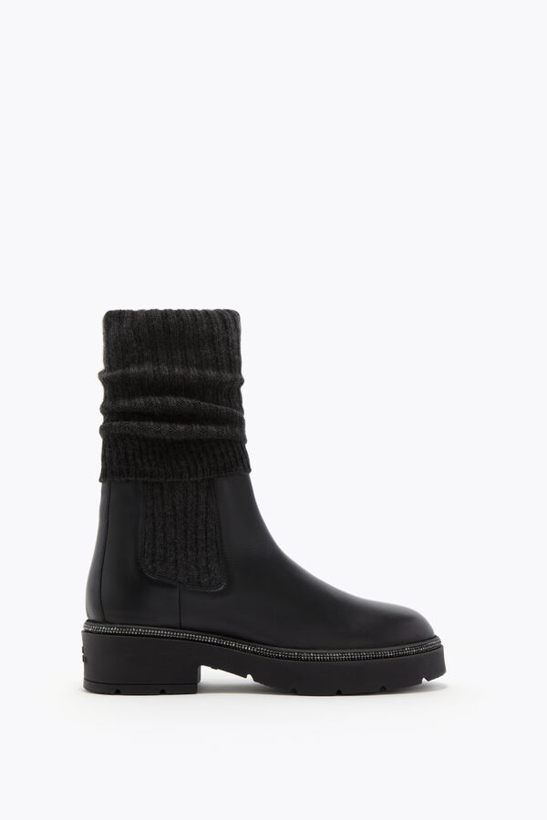 jeweled bika lÄder och kashmir svarta ankelboots med kristaller 50 rene caovilla
