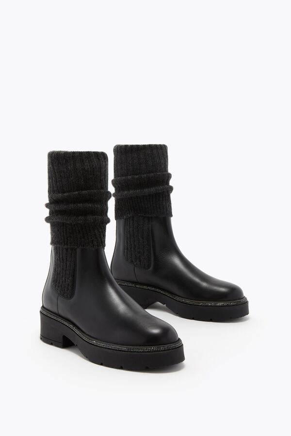 jeweled bika lÄder och kashmir svarta ankelboots med kristaller 50 rene caovilla
