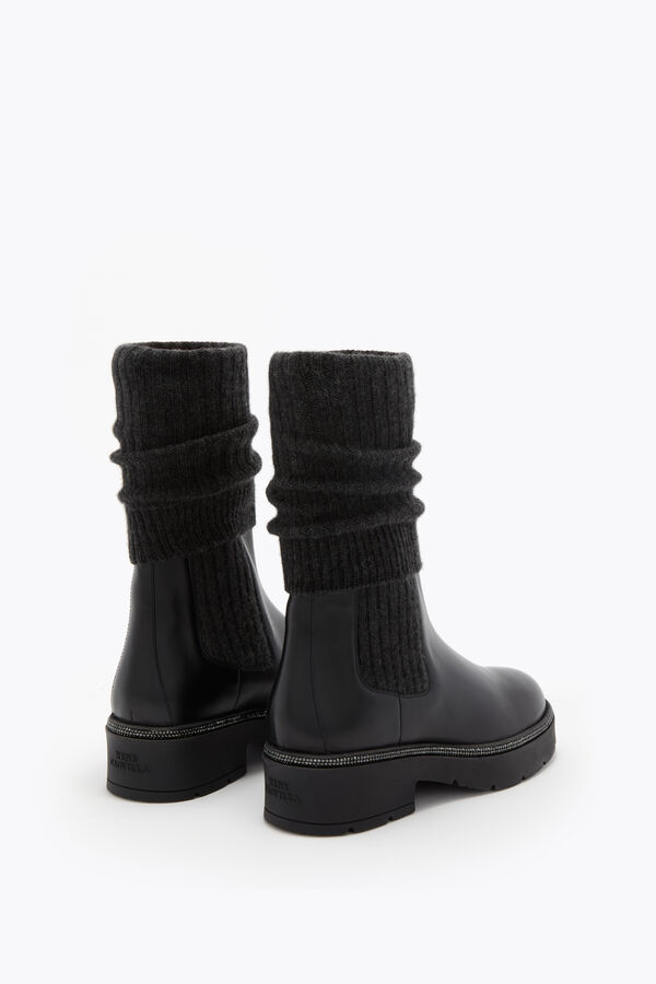 jeweled bika lÄder och kashmir svarta ankelboots med kristaller 50 rene caovilla
