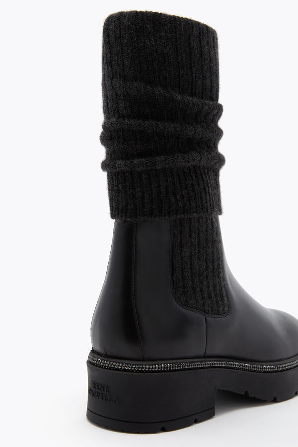 jeweled bika lÄder och kashmir svarta ankelboots med kristaller 50 rene caovilla