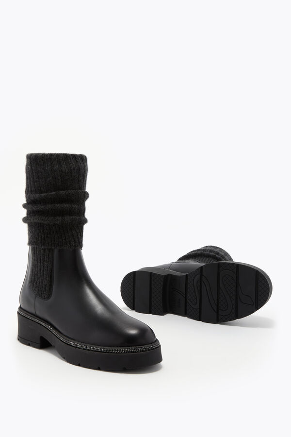 jeweled bika lÄder och kashmir svarta ankelboots med kristaller 50 rene caovilla