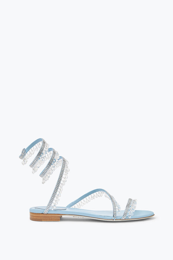 jeweled ljuskrona platt ljus blå sandal 10 rene caovilla
