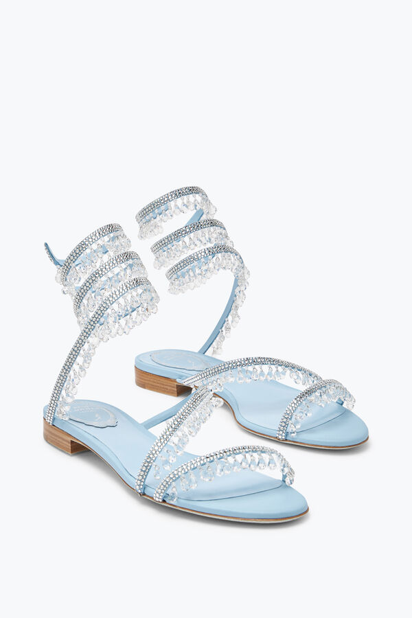 jeweled ljuskrona platt ljus blå sandal 10 rene caovilla