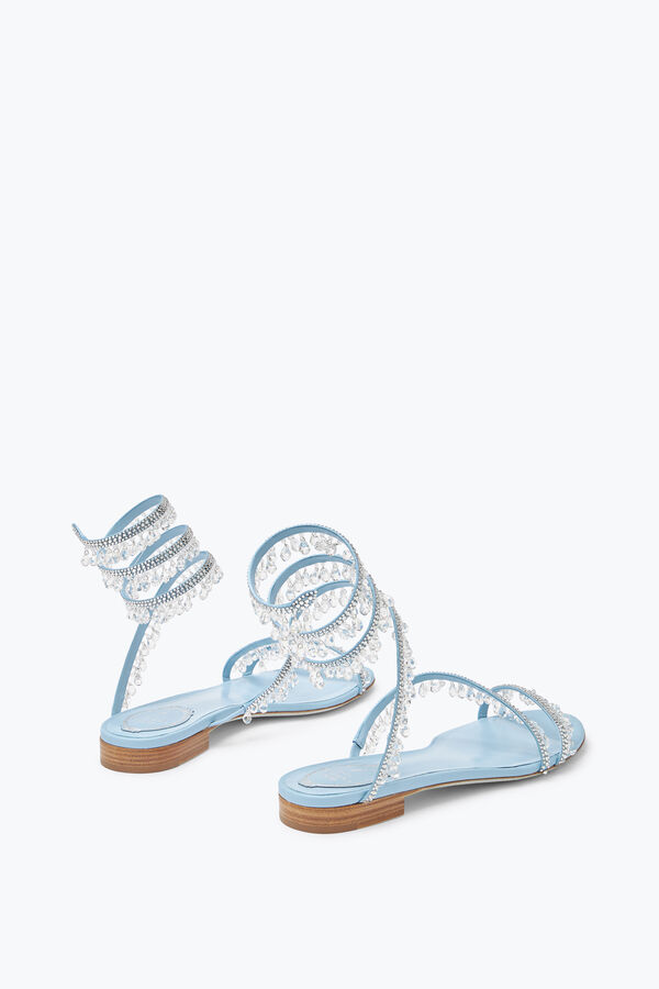 jeweled ljuskrona platt ljus blå sandal 10 rene caovilla