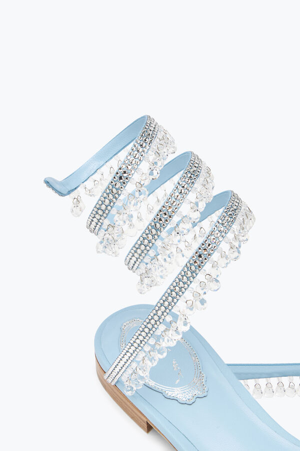jeweled ljuskrona platt ljus blå sandal 10 rene caovilla
