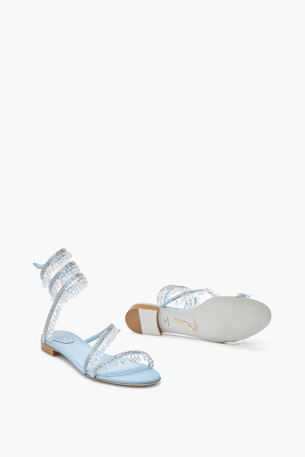 jeweled ljuskrona platt ljus blå sandal 10 rene caovilla