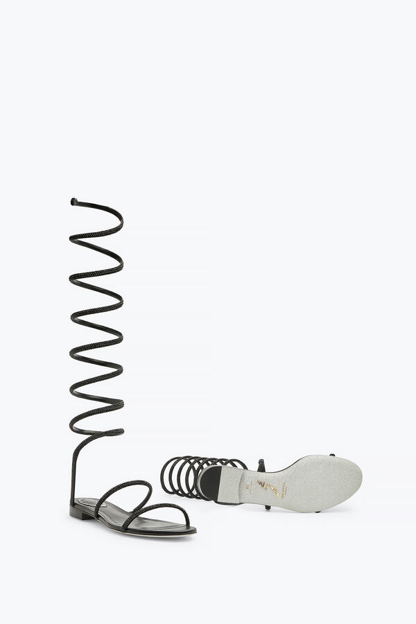 jeweled supercleo kristall svart sandal 10 rene caovilla