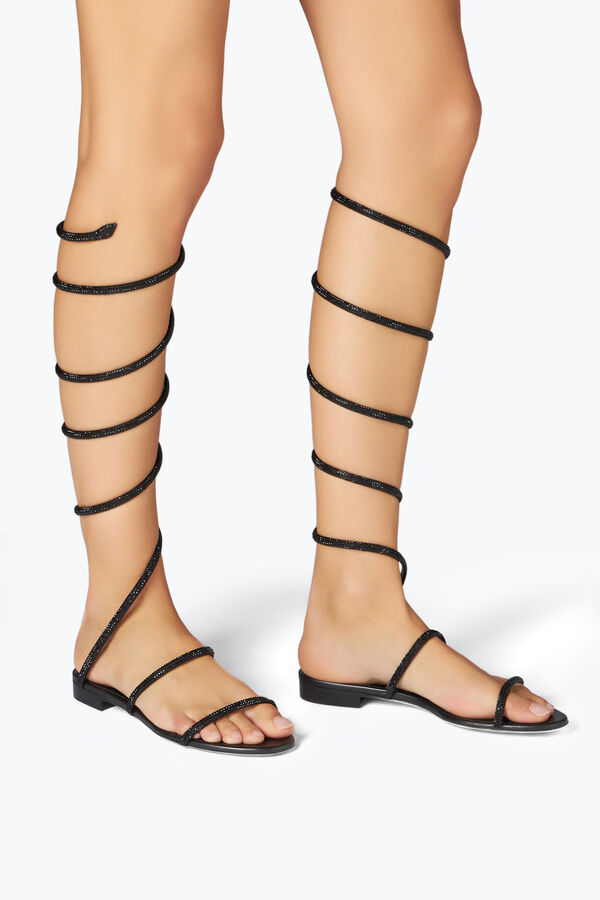 jeweled supercleo kristall svart sandal 10 rene caovilla