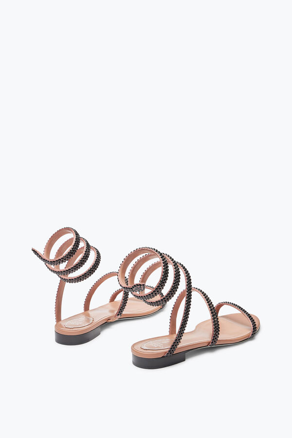 jeweled cleo havanna platt sandal med svarta kristaller 10 rene caovilla