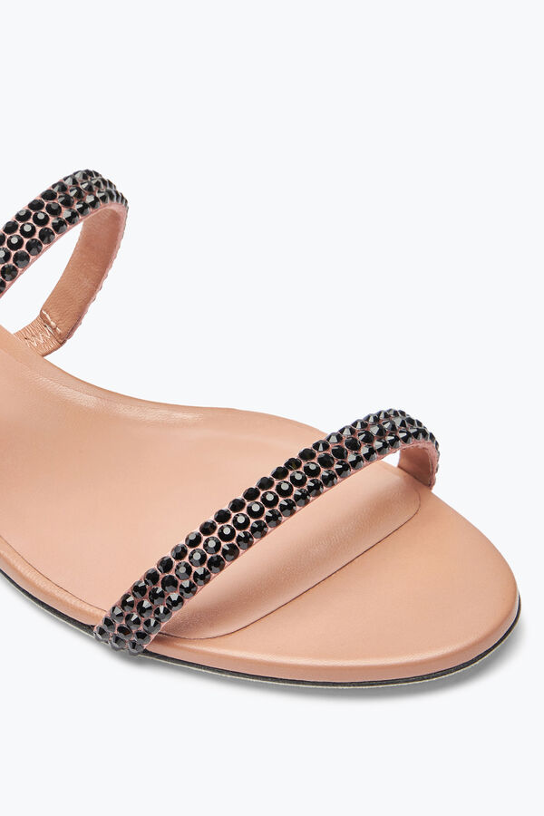 jeweled cleo havanna platt sandal med svarta kristaller 10 rene caovilla