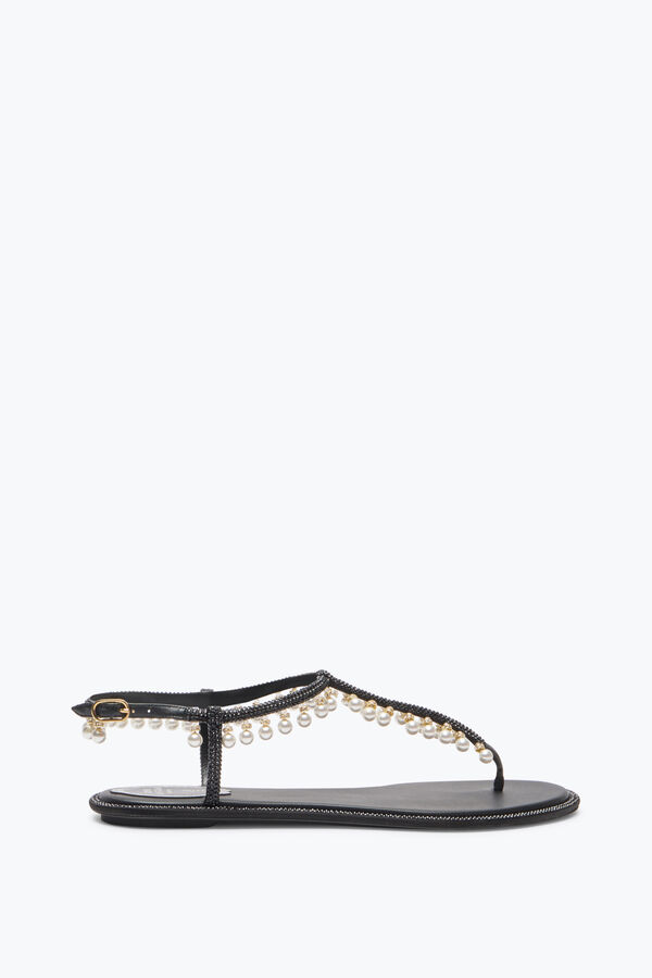 jeweled diana svart sandal med pÄrlor 10 rene caovilla
