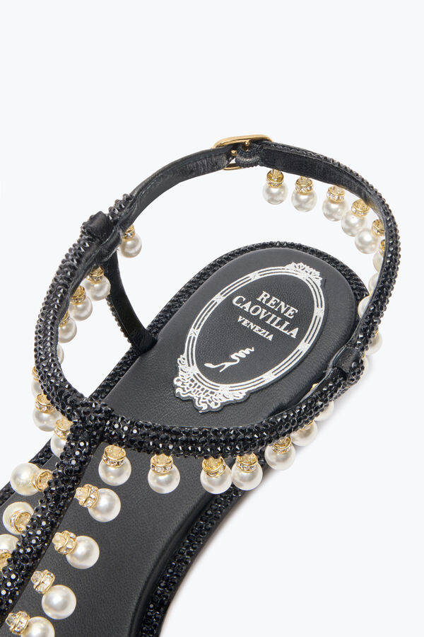jeweled diana svart sandal med pÄrlor 10 rene caovilla