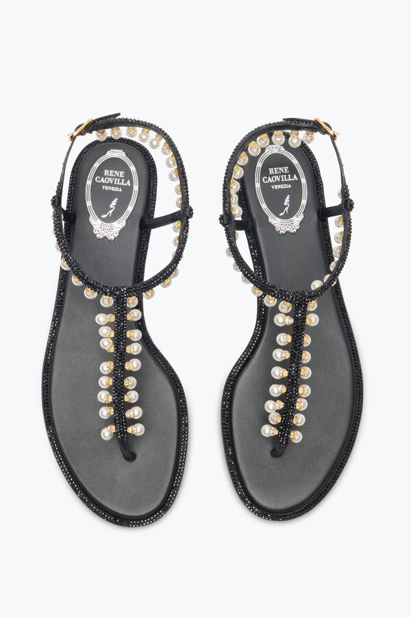 jeweled diana svart sandal med pÄrlor 10 rene caovilla
