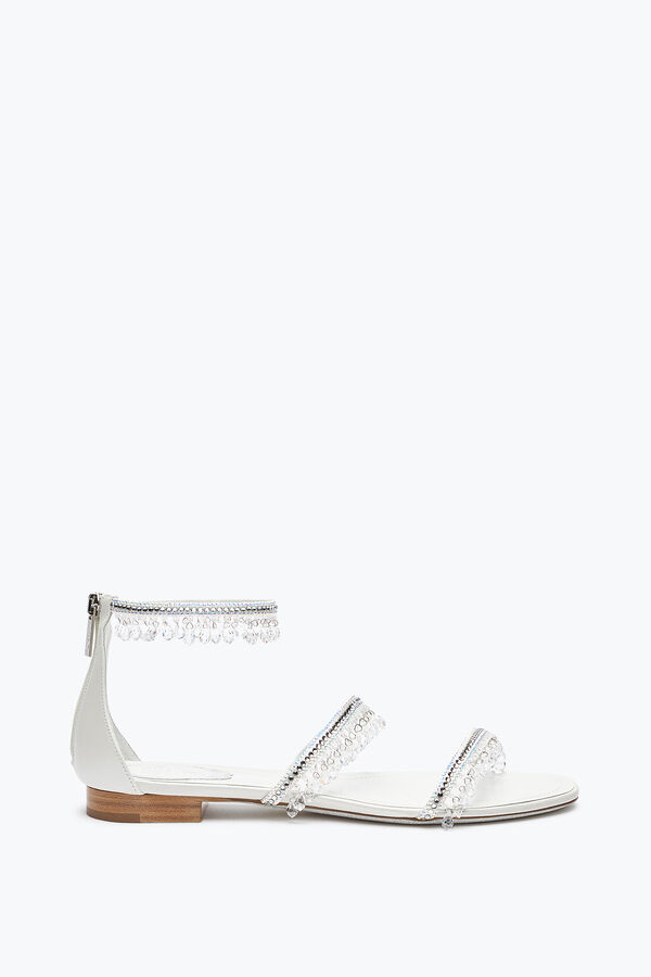 jeweled ljuskrona elfenben platt sandal 10 rene caovilla