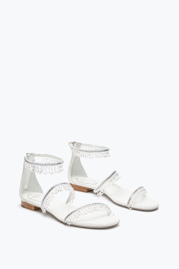 jeweled ljuskrona elfenben platt sandal 10 rene caovilla