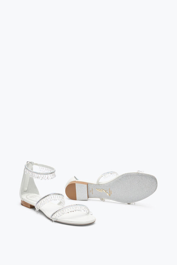 jeweled ljuskrona elfenben platt sandal 10 rene caovilla