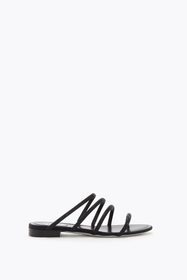 jeweled erin svart platt sandal 10 rene caovilla
