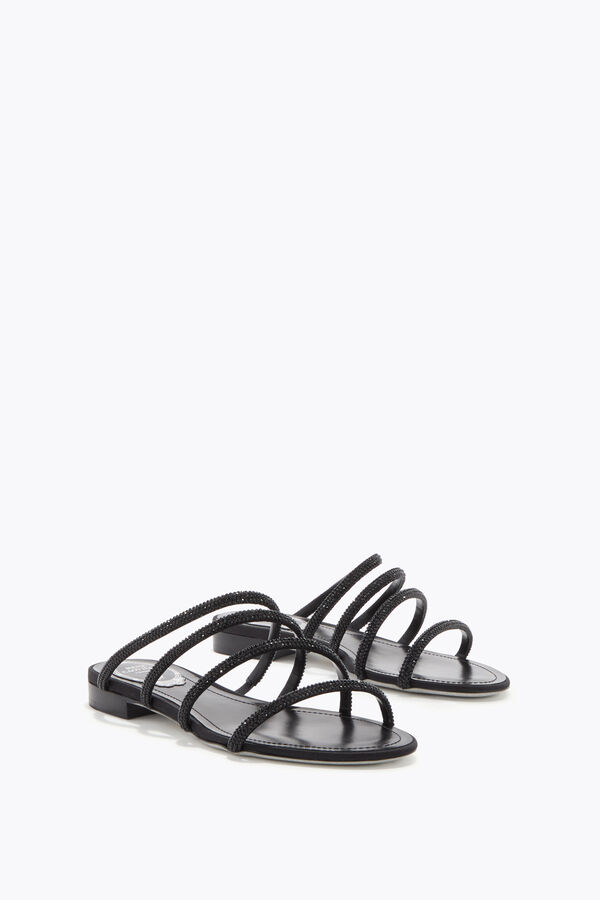 jeweled erin svart platt sandal 10 rene caovilla