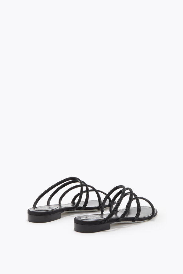 jeweled erin svart platt sandal 10 rene caovilla