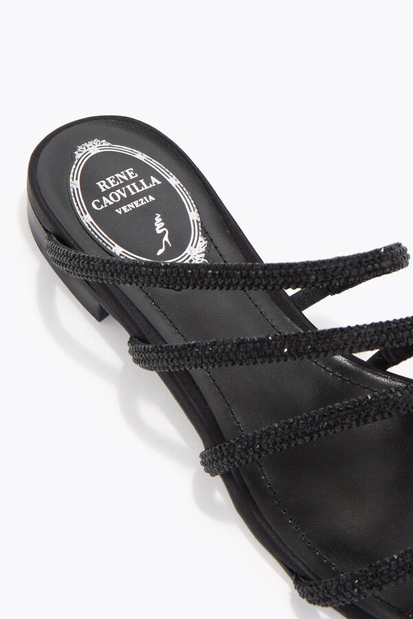 jeweled erin svart platt sandal 10 rene caovilla