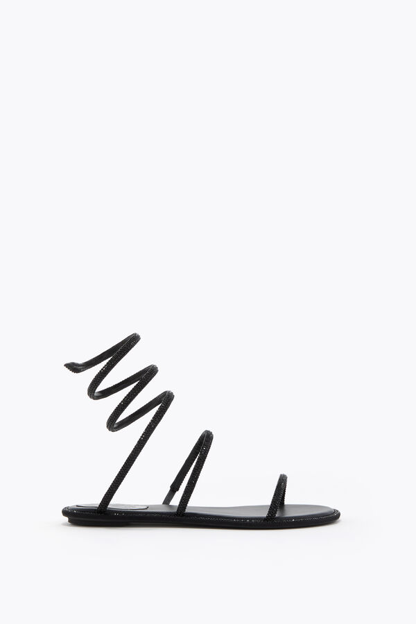 jeweled cleo svart platt sandal 10 rene caovilla