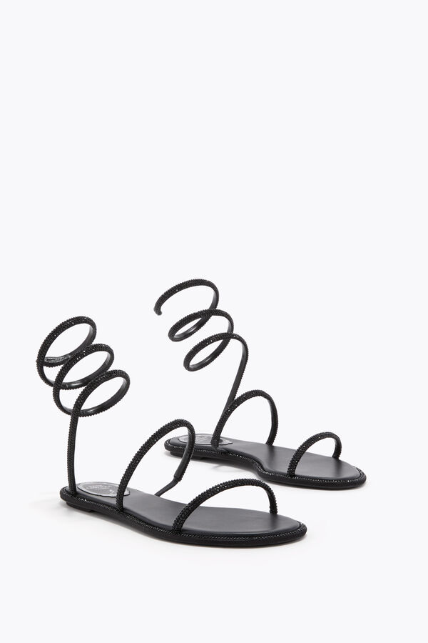 jeweled cleo svart platt sandal 10 rene caovilla
