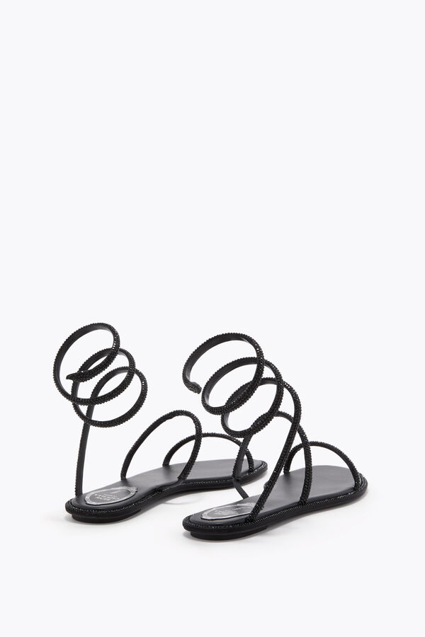 jeweled cleo svart platt sandal 10 rene caovilla