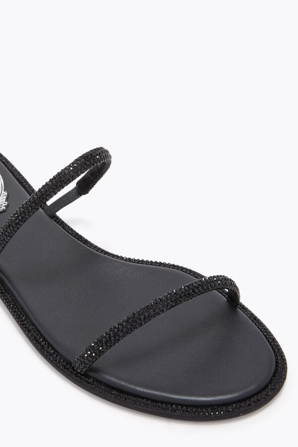 jeweled cleo svart platt sandal 10 rene caovilla