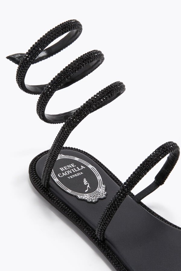 jeweled cleo svart platt sandal 10 rene caovilla