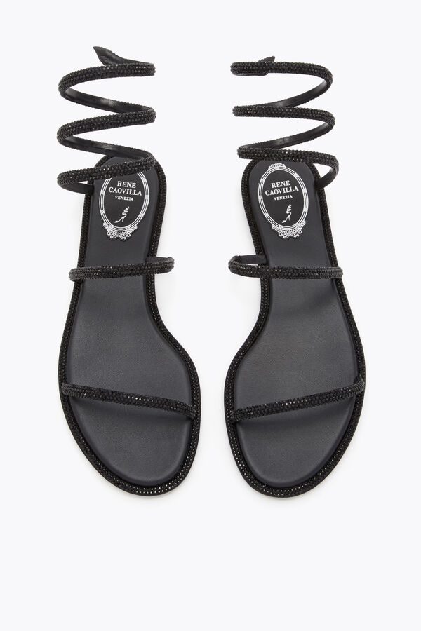 jeweled cleo svart platt sandal 10 rene caovilla