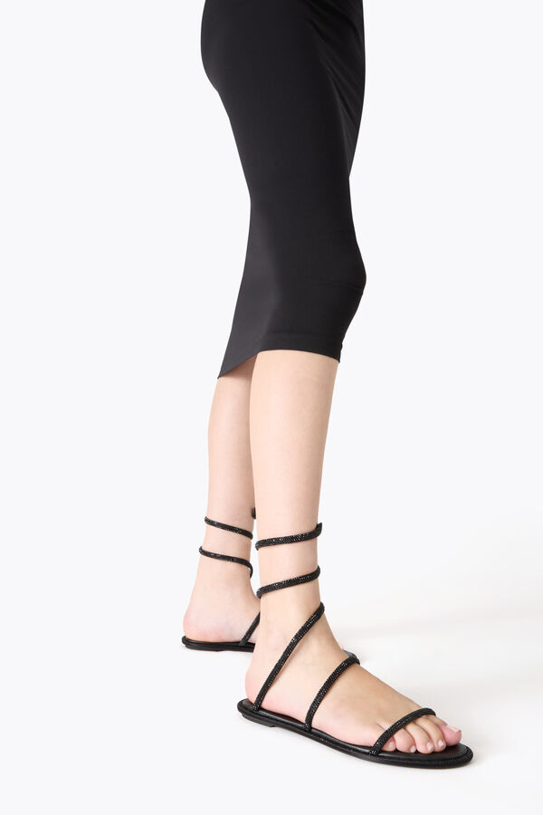 jeweled cleo svart platt sandal 10 rene caovilla