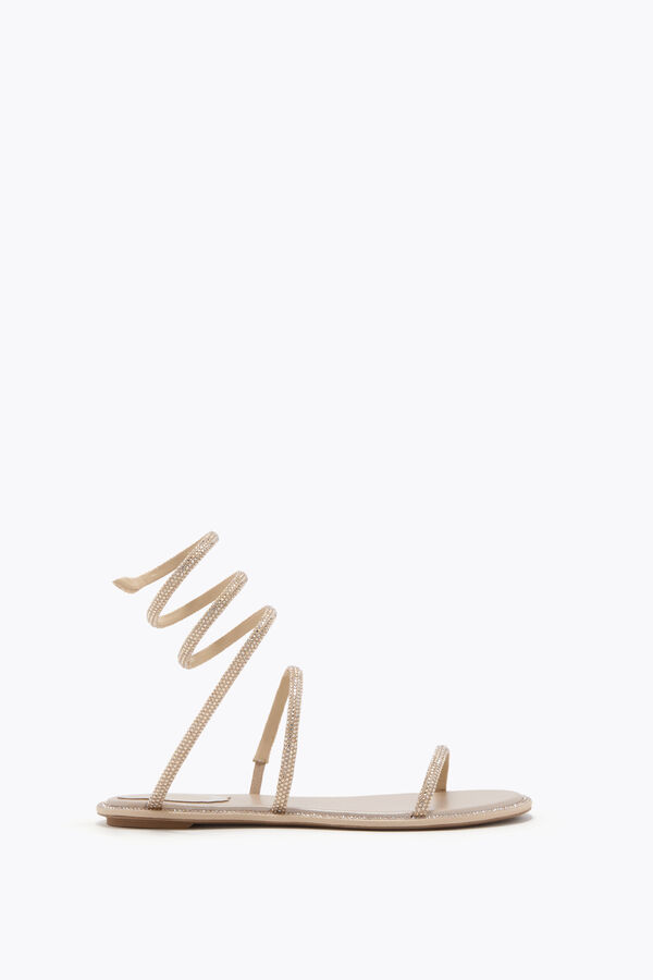 jeweled cleo guld platt sandal 10 rene caovilla