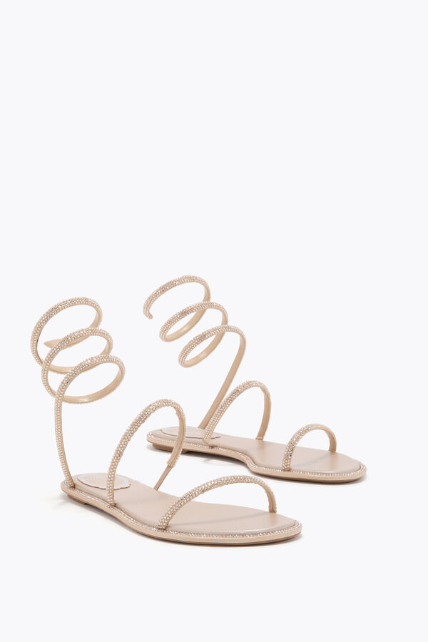 jeweled cleo guld platt sandal 10 rene caovilla