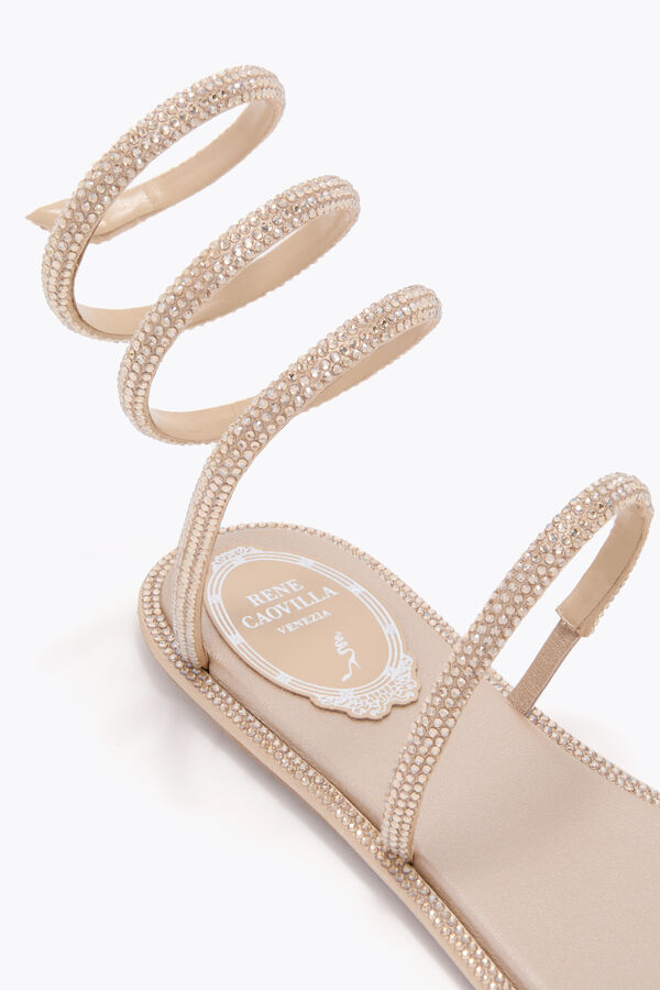 jeweled cleo guld platt sandal 10 rene caovilla