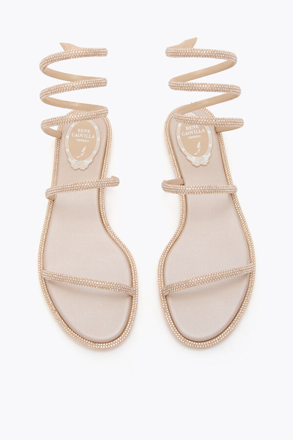 jeweled cleo guld platt sandal 10 rene caovilla