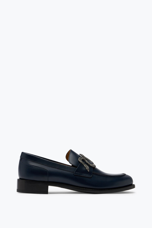 jeweled morgana blå loafer med matt svart kristall 20 rene caovilla