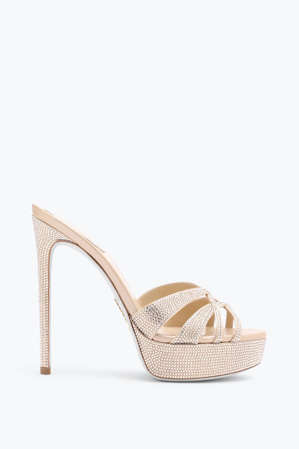 jeweled dania champagne-plattformen mule 130 rene caovilla