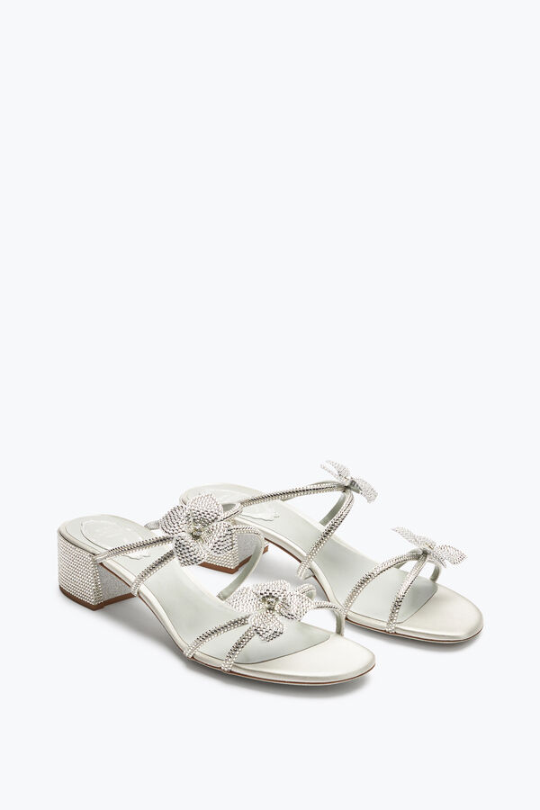 jeweled floriane silver mule med blommor 40 rene caovilla