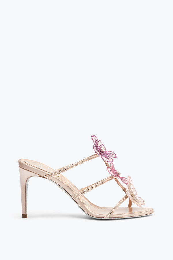 jeweled persika blomma rosa mule 80 rene caovilla