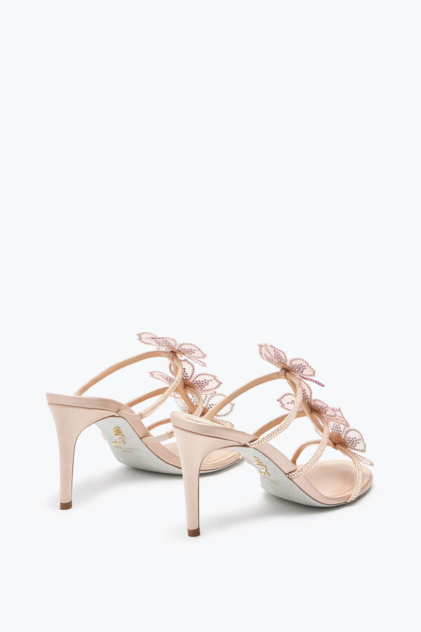 jeweled persika blomma rosa mule 80 rene caovilla