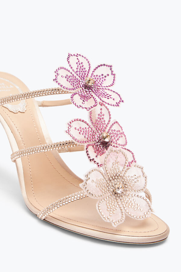 jeweled persika blomma rosa mule 80 rene caovilla