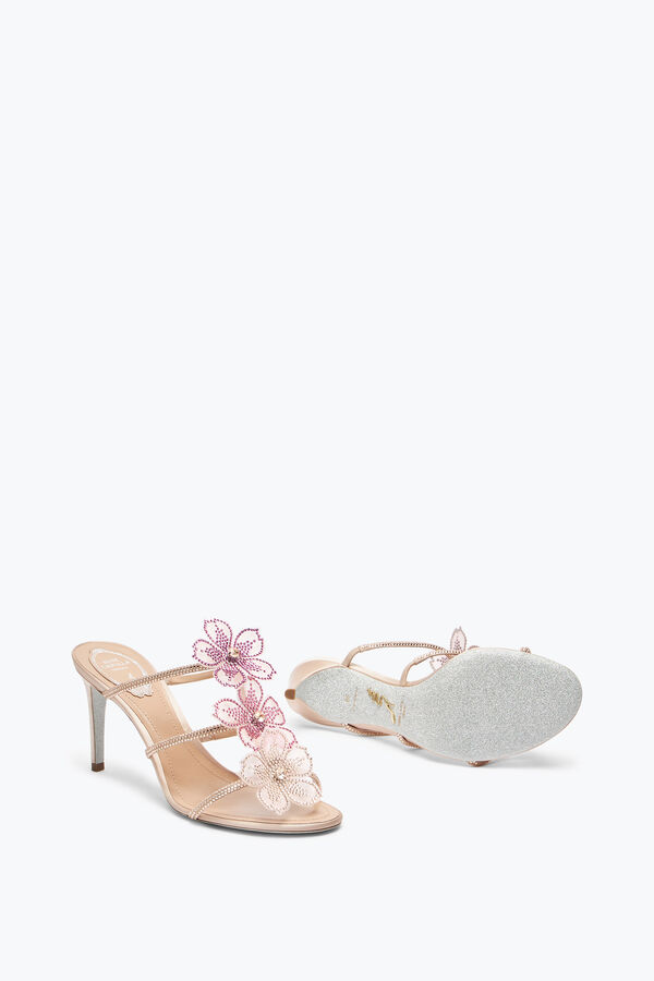 jeweled persika blomma rosa mule 80 rene caovilla