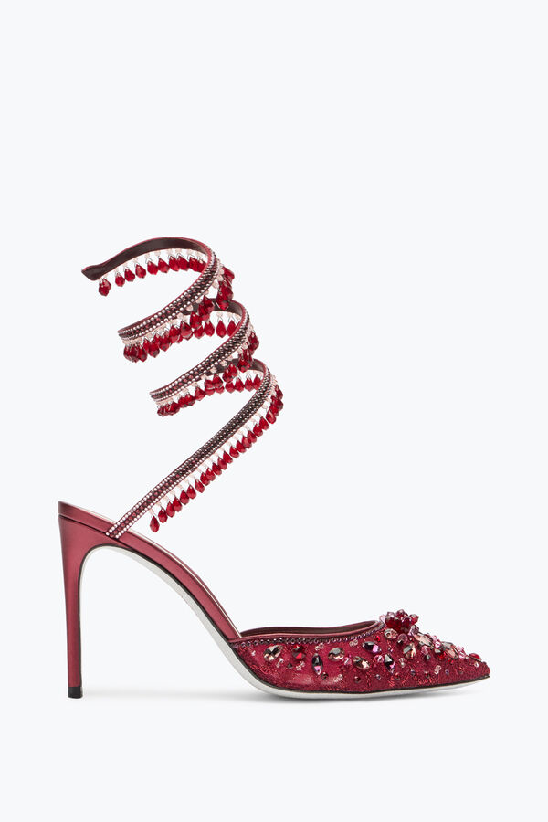 jeweled ljuskrona crystal ruby röd pump 100 rene caovilla