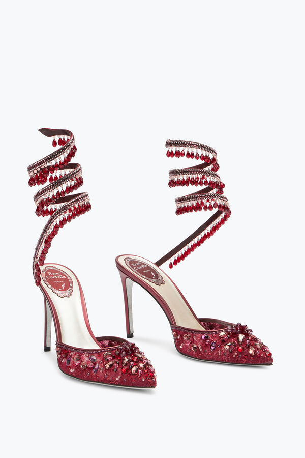 jeweled ljuskrona crystal ruby röd pump 100 rene caovilla