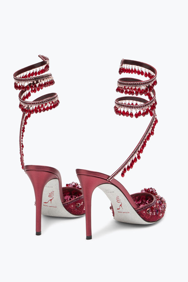 jeweled ljuskrona crystal ruby röd pump 100 rene caovilla