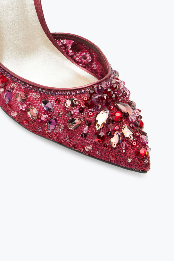 jeweled ljuskrona crystal ruby röd pump 100 rene caovilla